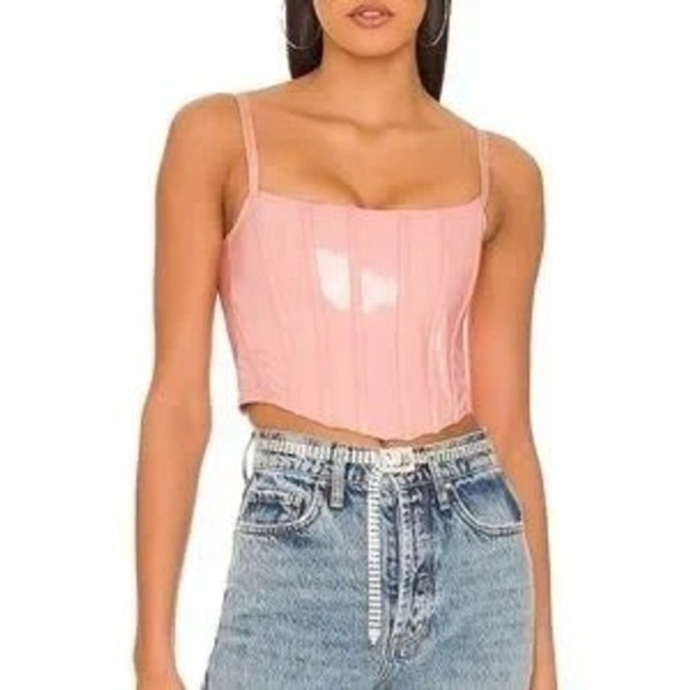 NWT OW Intimates Cotton Candy Crop‎ Top Pink Vegan Leather Corset Small
